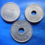 ０１－４５古銭 外国貨幣 フランス領インドシナ 3枚ロール崩し銭