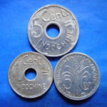 ０１－４７古銭 外国貨幣 フランス領インドシナ 3枚ロール崩し銭