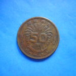 ＧＱ－７７古銭 近代貨 大型５０銭黄銅貨　昭和２１年